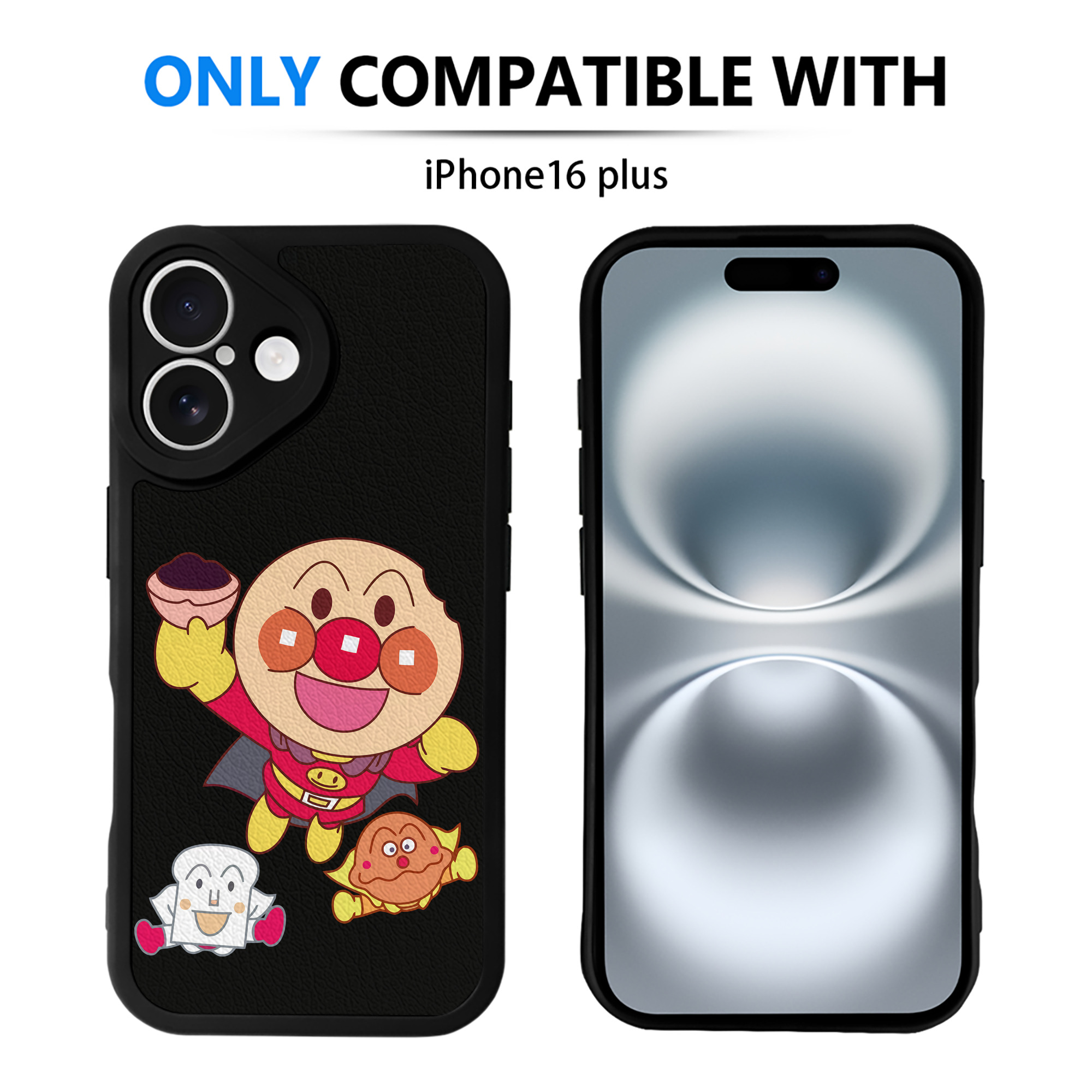 （画像用） アンパンマン Anpanman 【iPhone 16シリーズ対応】シリコンスマホケース（レザー調） 材質：シリコン